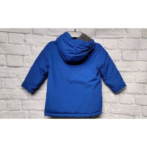 BABY GAP BOYS 3 YEARS BLUE GRAY HOODED ZIP BUTTON POCKETS WINTER SNOW COAT - Picture 7 of 16
